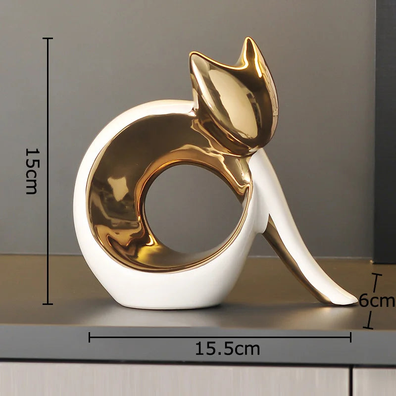 Afralia™ Ceramic Kitten Statue White Cat Sculpture Room Decor Aesthetics