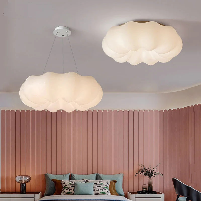 Afralia™ White Cloud LED Chandelier for Children's Room and Living Area