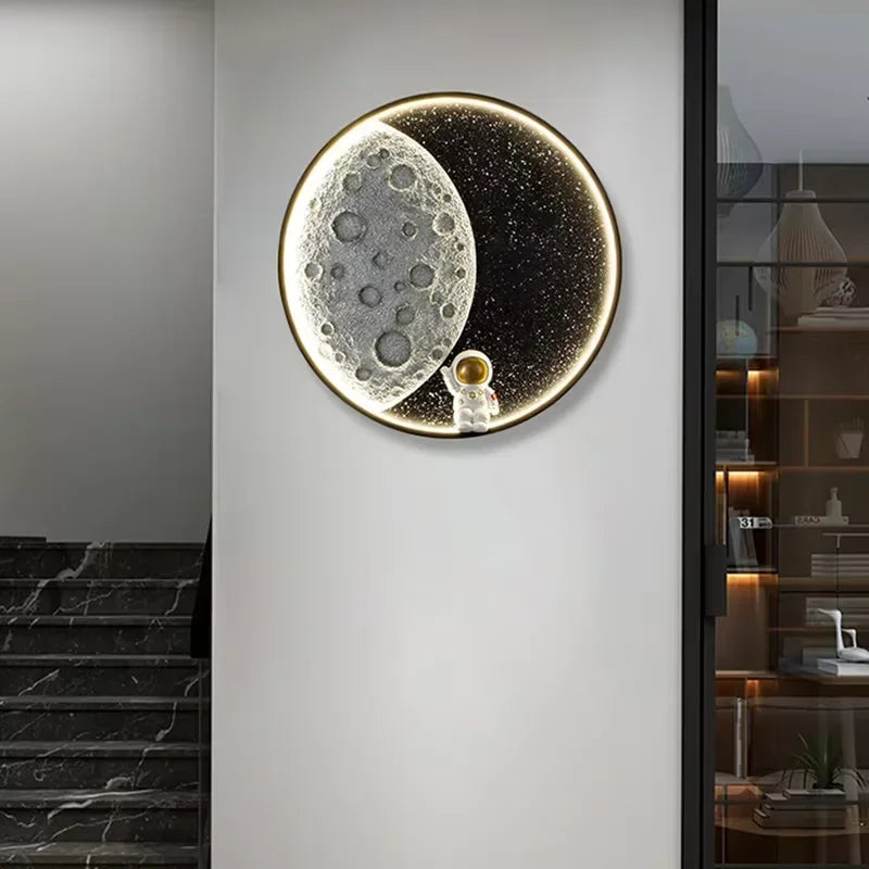 Afralia™ Astronaut LED Wall Lamp: Modern Nordic Resin Round Decor Light