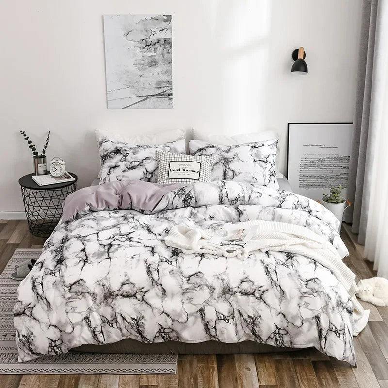 Afralia™ Marble Print Duvet Cover Set - Soft Comfortable Bedding Set