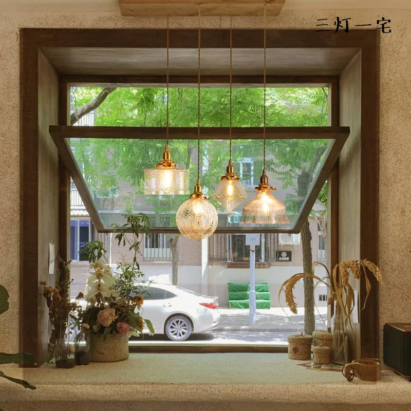 Afralia™ Clear Glass LED Pendant Light: Modern Copper Hanging Lamp for Home Indoor Decor
