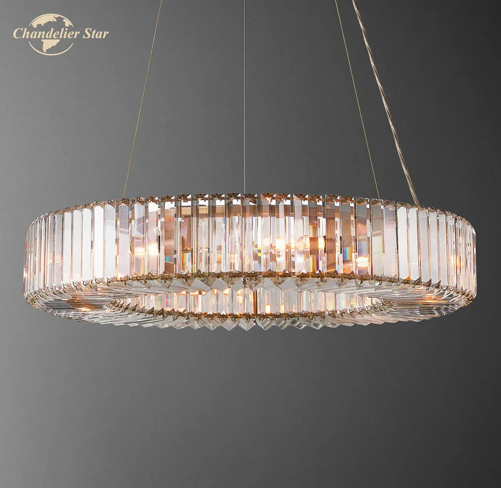 Afralia™ Crystal Halo Pendant Light: Elegant Chandelier for Bedroom Living Room Dining Room Decor