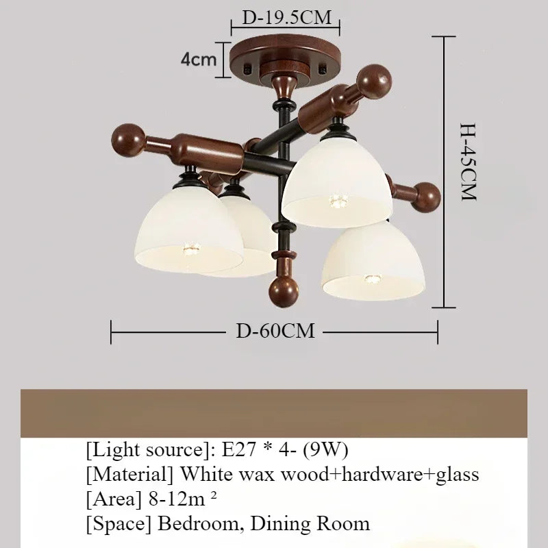 Afralia™ Wood Pendant Light Retro Design LED Chandelier for Home Decor and Lighting