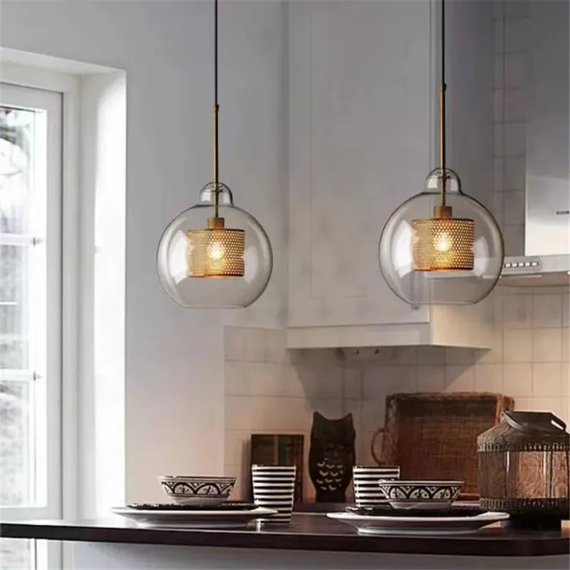 Afralia™ Mesh Pendant Light: Nordic Design Sliver Bronze Transparent Lampshade for Kitchen and Dining