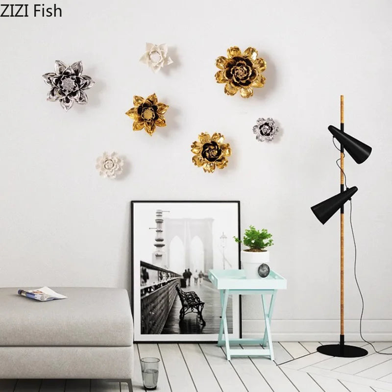 Afralia™ Elegant Porcelain Peony Flower Wall Ornaments