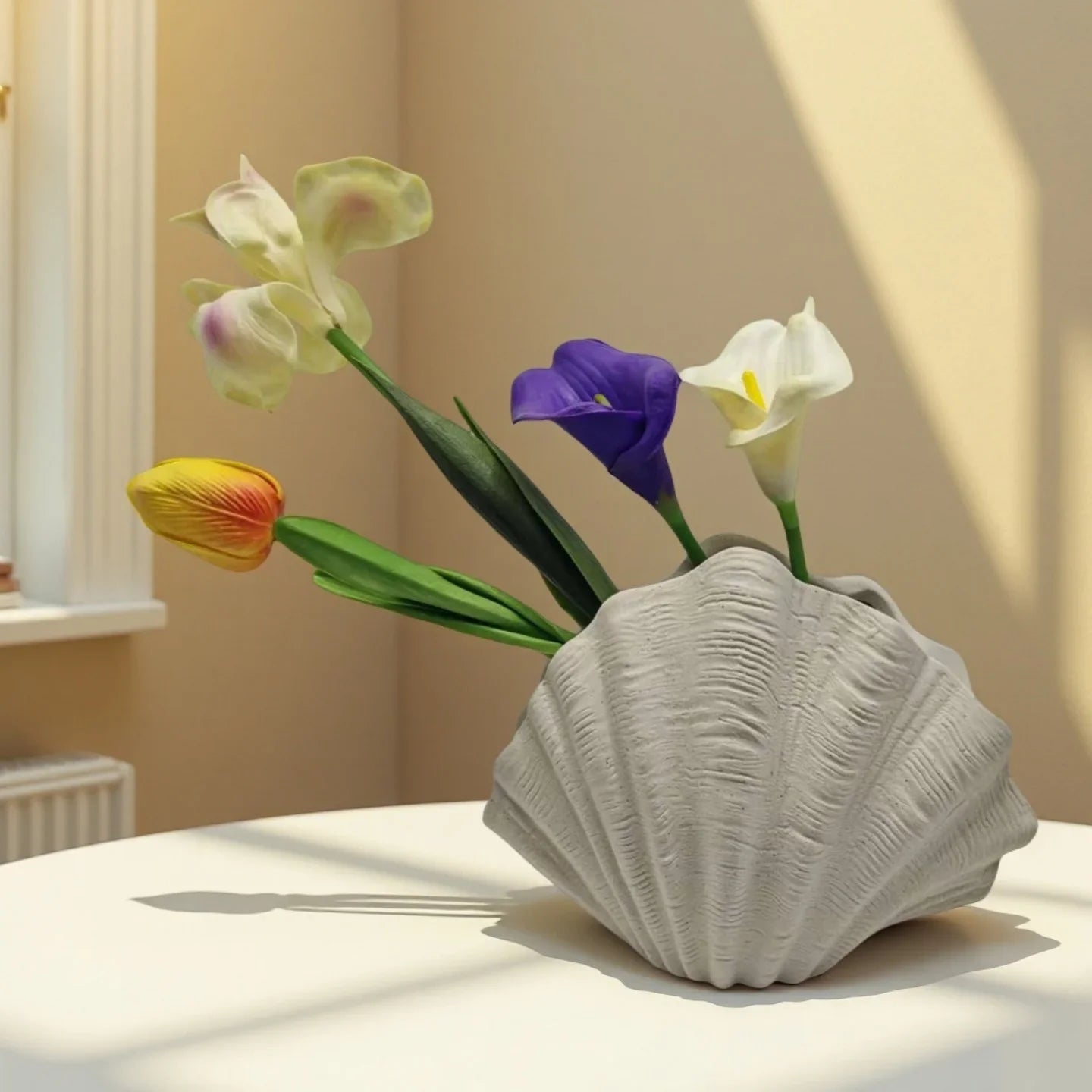 Afralia™ Shell-Shaped Ceramic Vase for Hydroponic Flower Arrangement