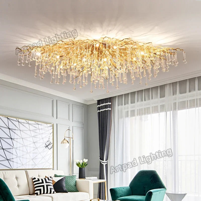 Afralia™ Modern Gold Crystal Chandelier for Bedroom, Dining, Living, Kitchen Lighting