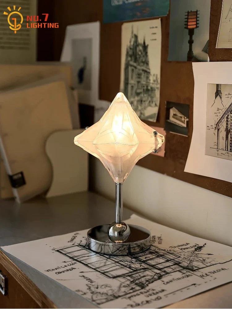 Afralia™ Vintage Star Table Lamp with USB Charging - Glass Lampshade Decorative Desk Light