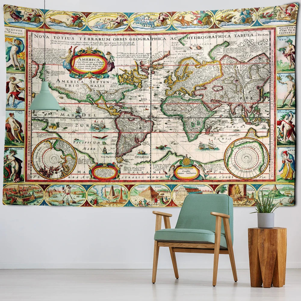 Retro Portrait Map Tapestry Wall Art Hippie Abstract Witchcraft Mystical Decor
Afralia™ Portrait Wall Hanging