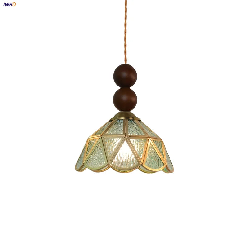 Afralia™ Blue Glass LED Pendant Light: Modern Nordic Tiffany Hanging Lamp for Bedroom & Dining Room