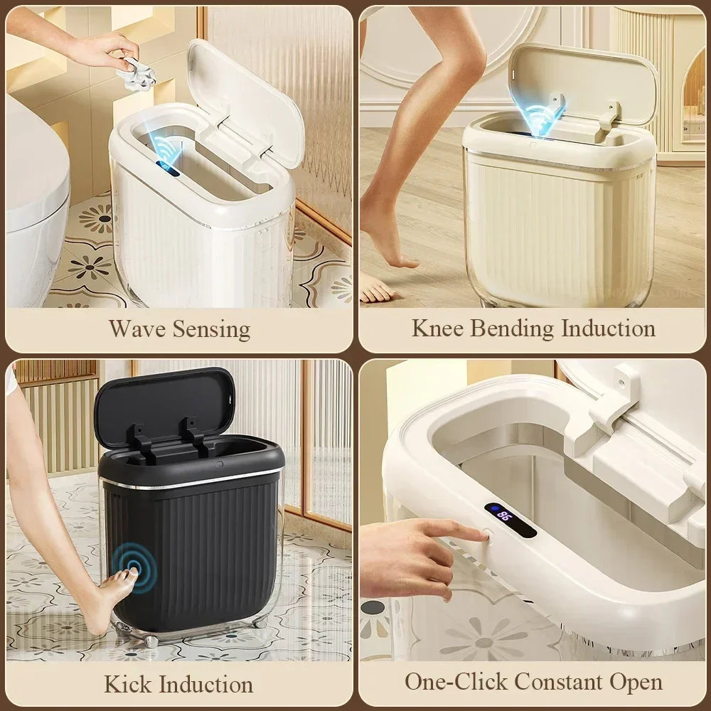 Afralia™ Smart Sensor Trash Can with Lid for Bathroom and Kitchen