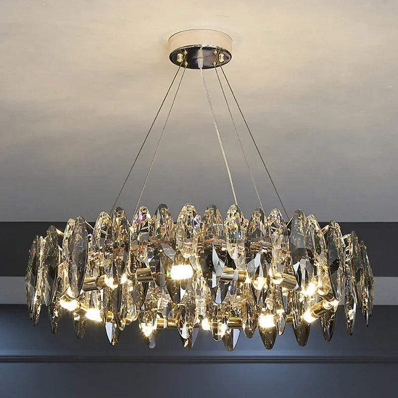 Afralia™ Crystal Ceiling Chandelier LED Modern Luxury Lighting for Living Dining Bedroom
