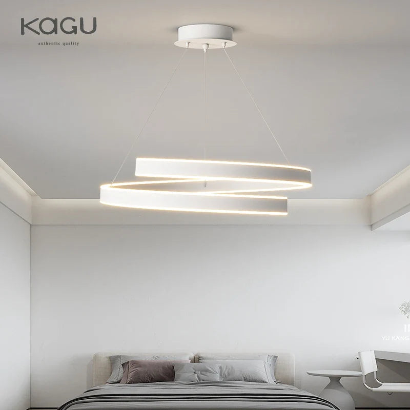 Afralia™ Round Spiral Chandelier in Black/White For Living Dining Kitchen Room Lighting Fixtures