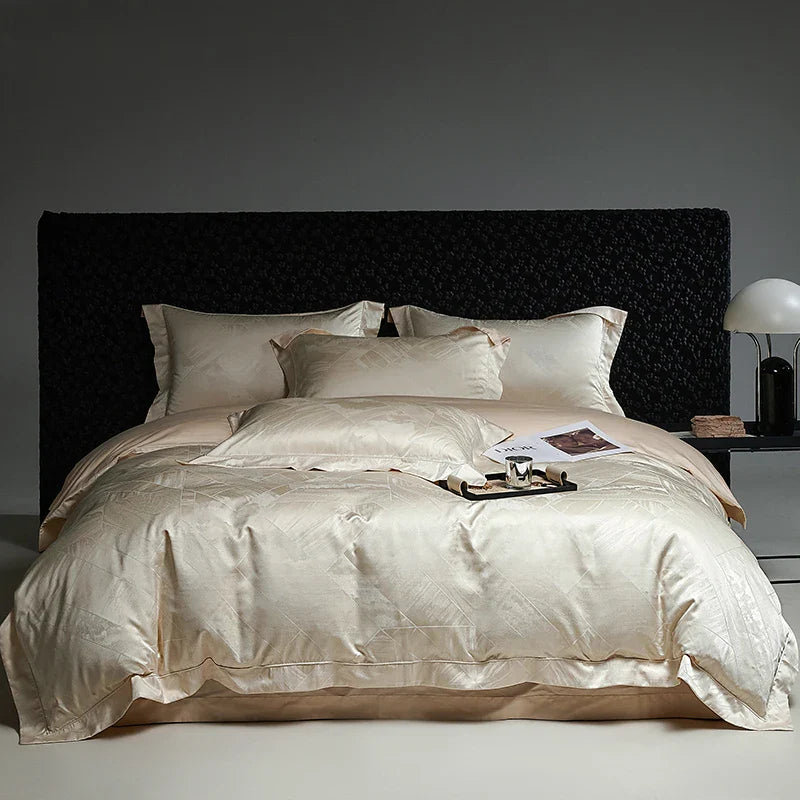 Afralia™ High Quality Brocade Jacquard Cotton Luxury Bedding Set: 1 Duvet, 1 Sheet, 2 Pillowcases