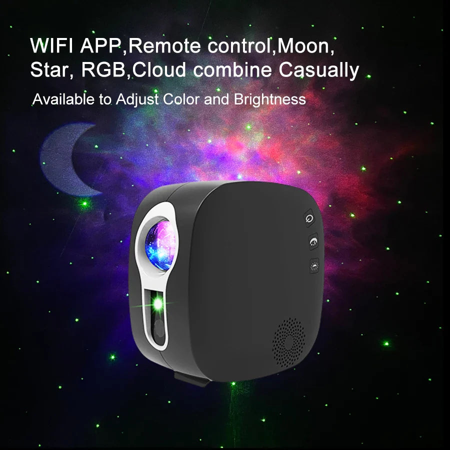 Afralia™ WiFi Galaxy Star Projector Night Light - Bluetooth Starry Sky Lamp