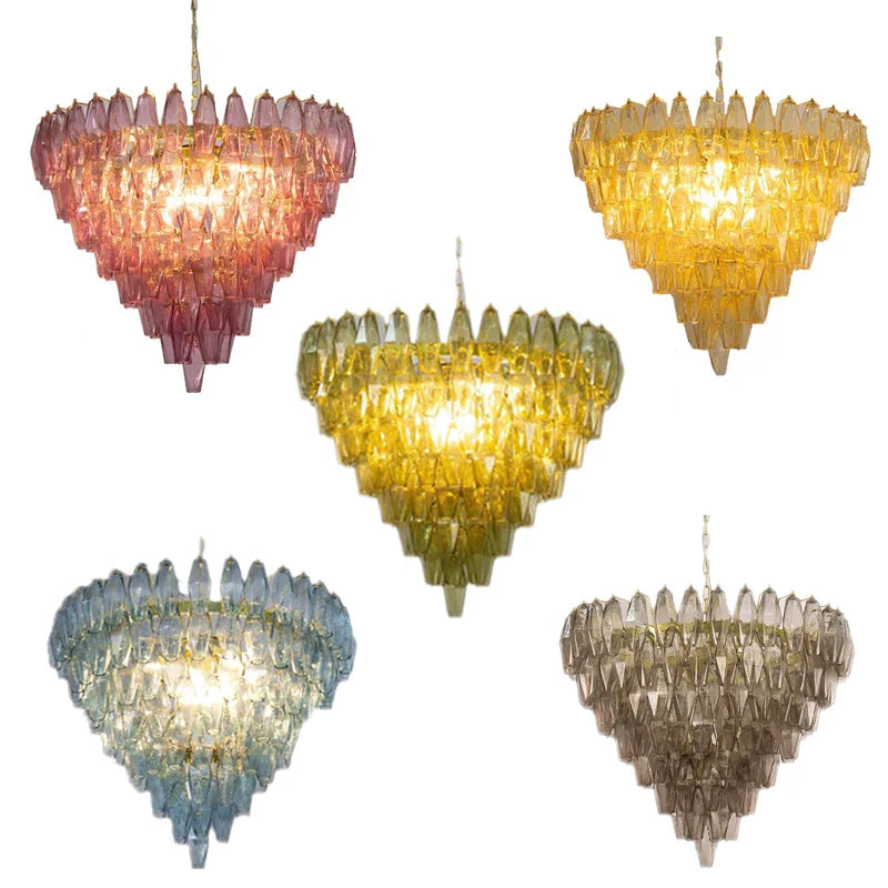 Afralia™ Elegant Murano Amber Glass LED Chandelier for Dining Room