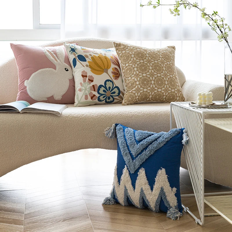 Afralia™ Pure Cotton Embroidered Cushion Pillowcase - 45x45cm