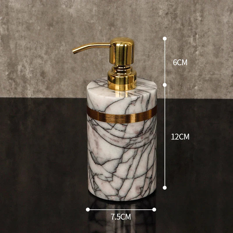 Afralia™ Lilac Marble Bathroom Set: Soap Dispenser, Toothbrush Holder, Soap Dish Tray.