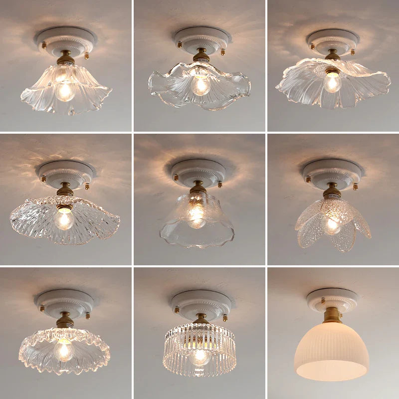 Afralia™ LED Canopy Ceiling Light Glass Copper Luminaria De Teto