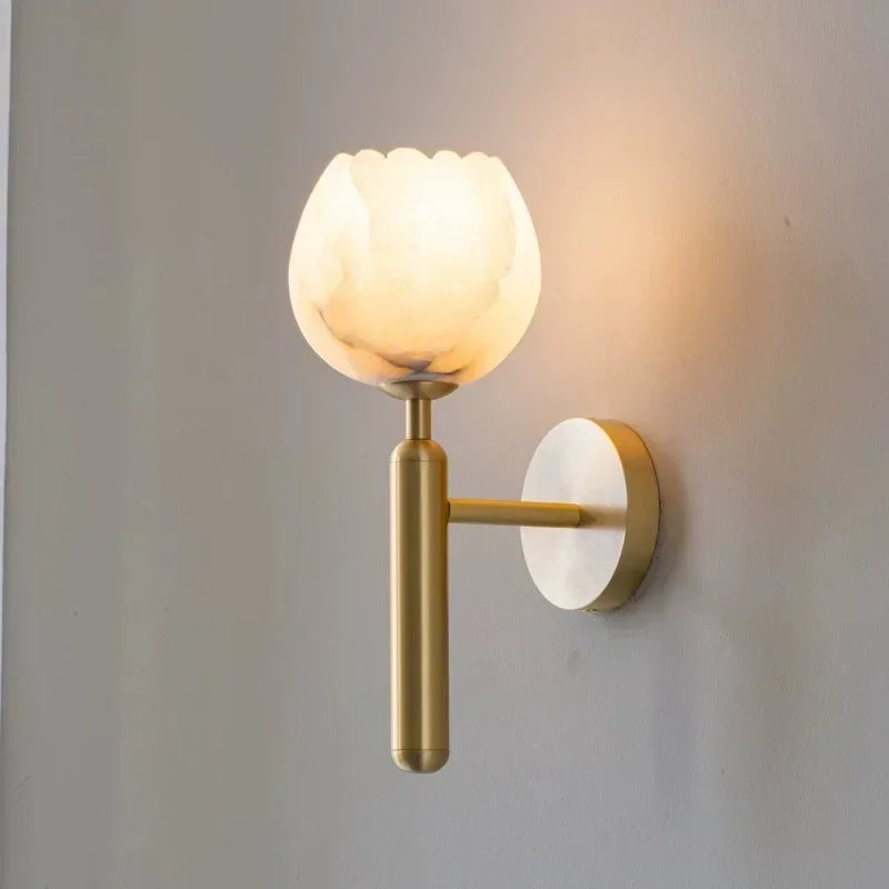 Afralia™ Flower Marble Wall Sconce Light for Bedroom and Living Room