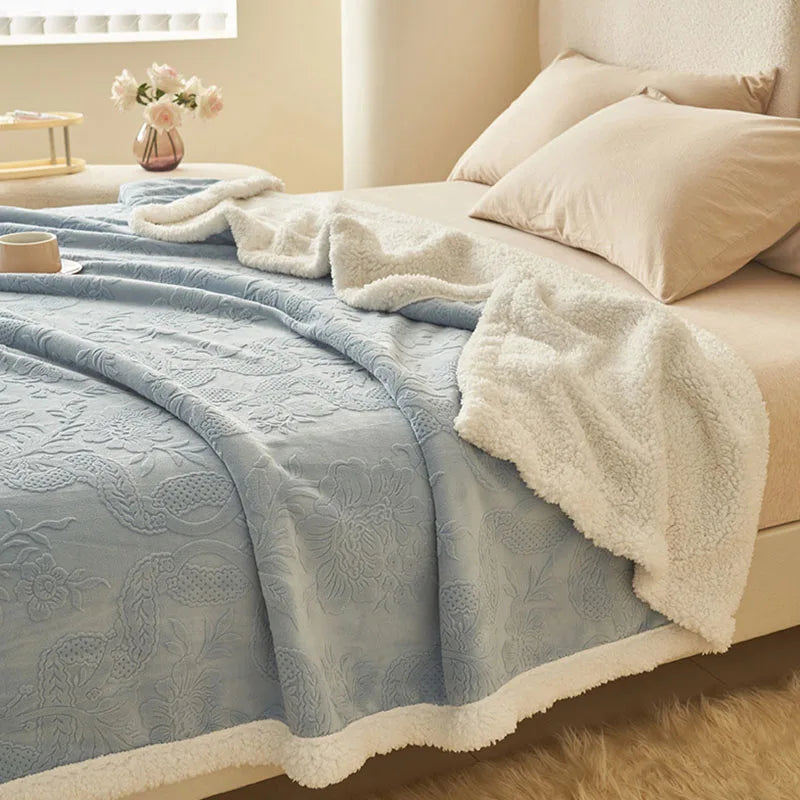 Afralia™ Winter 3D Carved Milk Velvet Blanket for Sofa - Soft Warm Nap Quilt