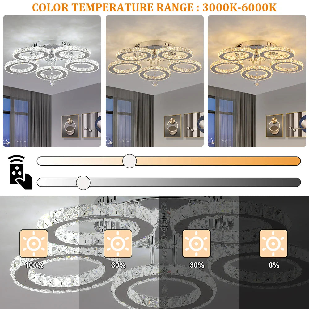 Afralia™ Crystal Ceiling Chandelier: Modern K9 LED Smart Ring Light Fixture for Dining & Living Room