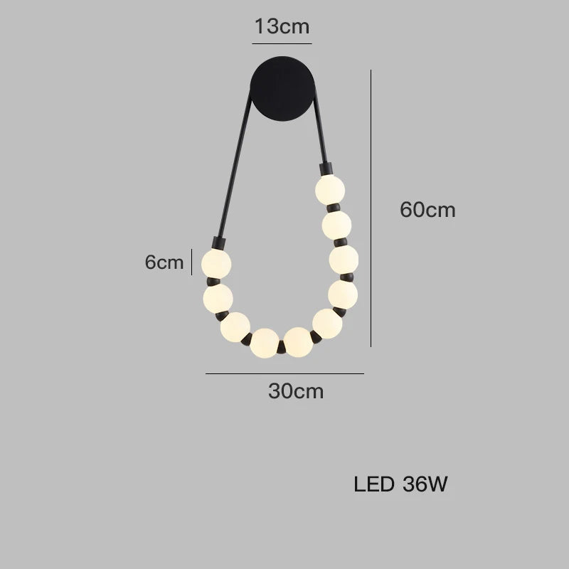 Afralia™ Black Gold LED Her Necklace Wall Lamp Sconce for Bedroom & Corridor