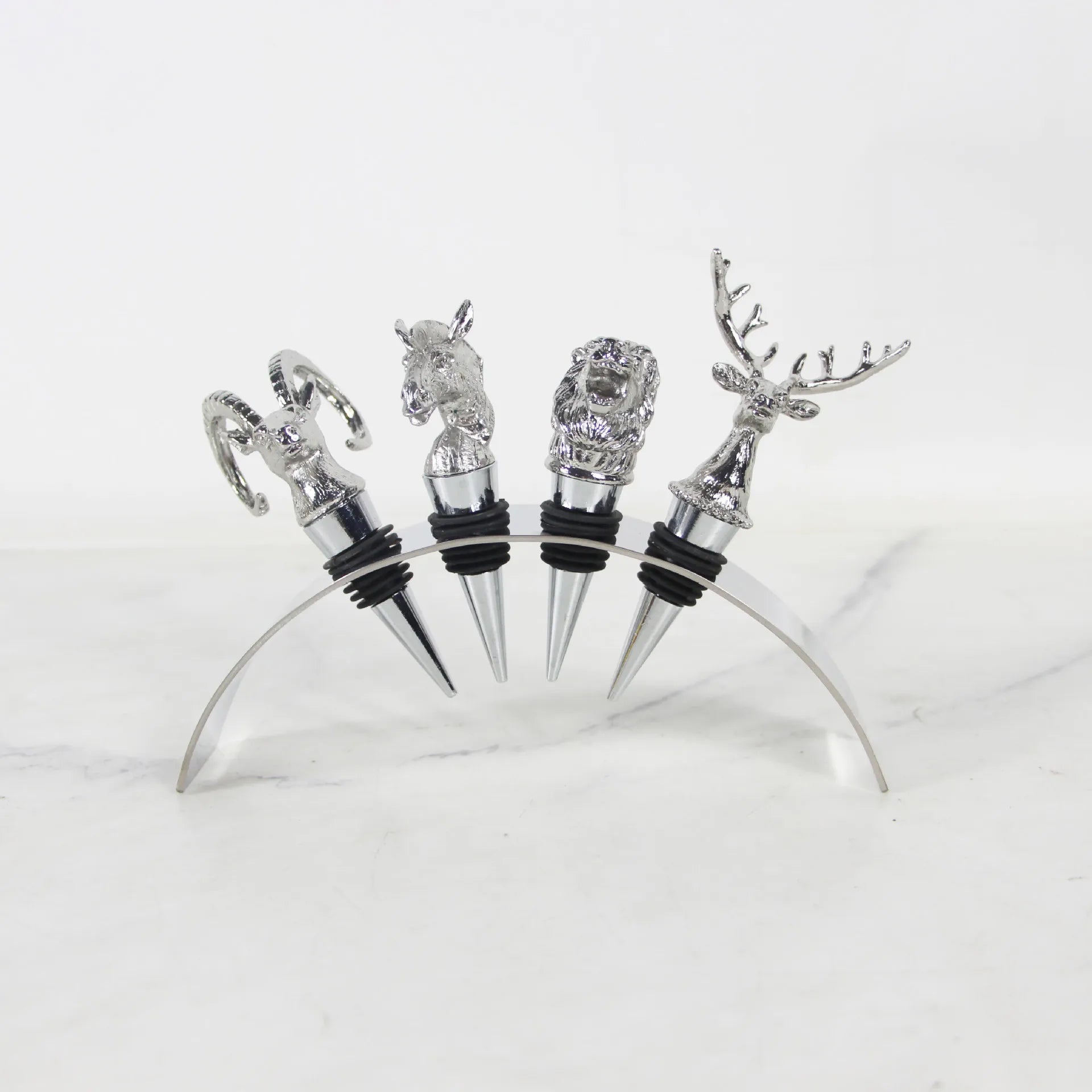 Afralia™ Silver Deer Sculpture Wine Stopper for Champagne Bottles