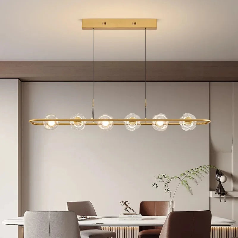 Afralia™ Glass LED Chandelier Pendant Light for Home Bedroom Foyer Lighting