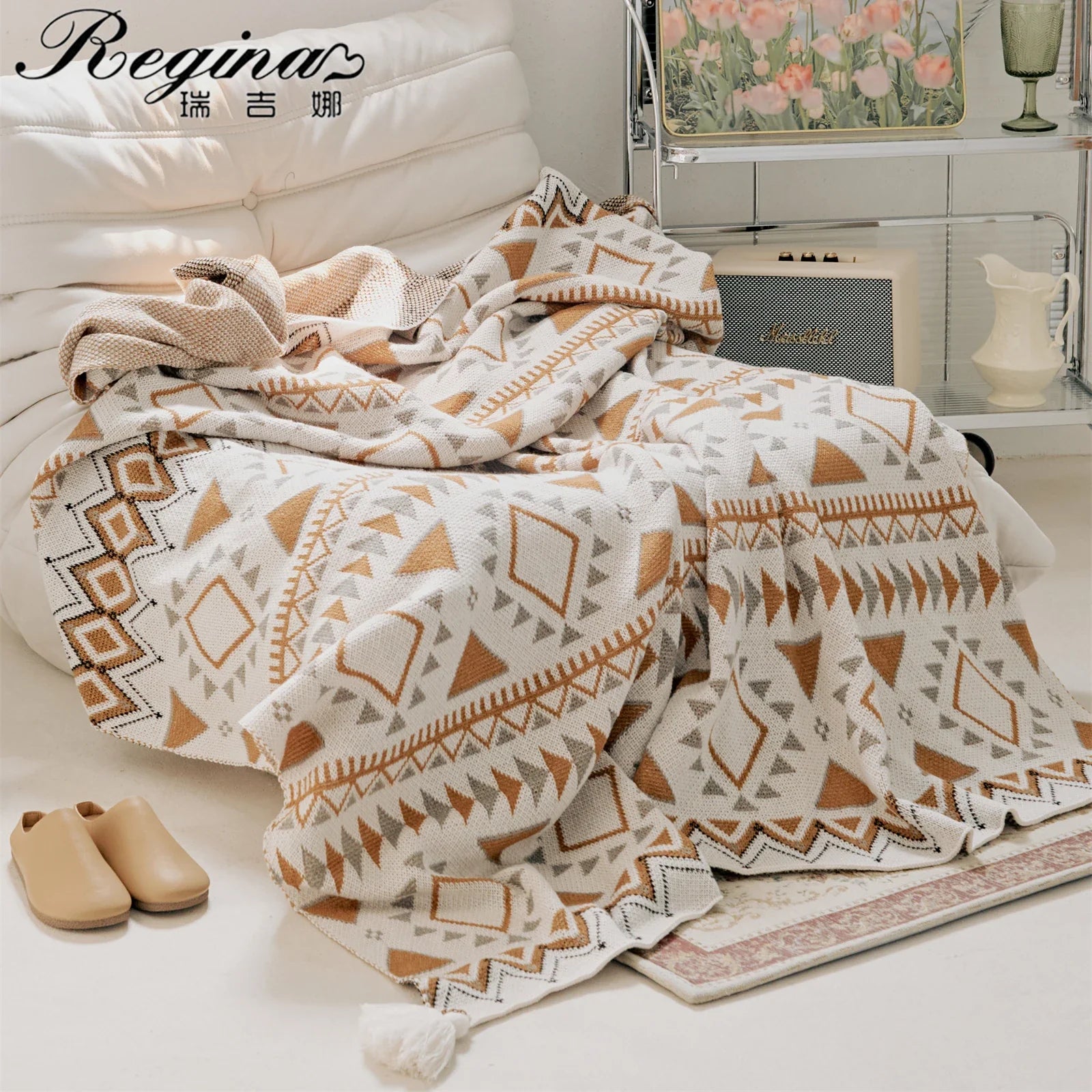 Afralia™ Boho Geometric Pattern Summer Blanket