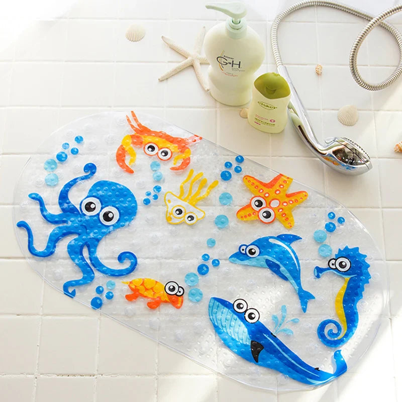 Afralia™ Cartoon Non-Slip Bathroom Mat with Suction Cup for Child Bathtub Eco-Friendly