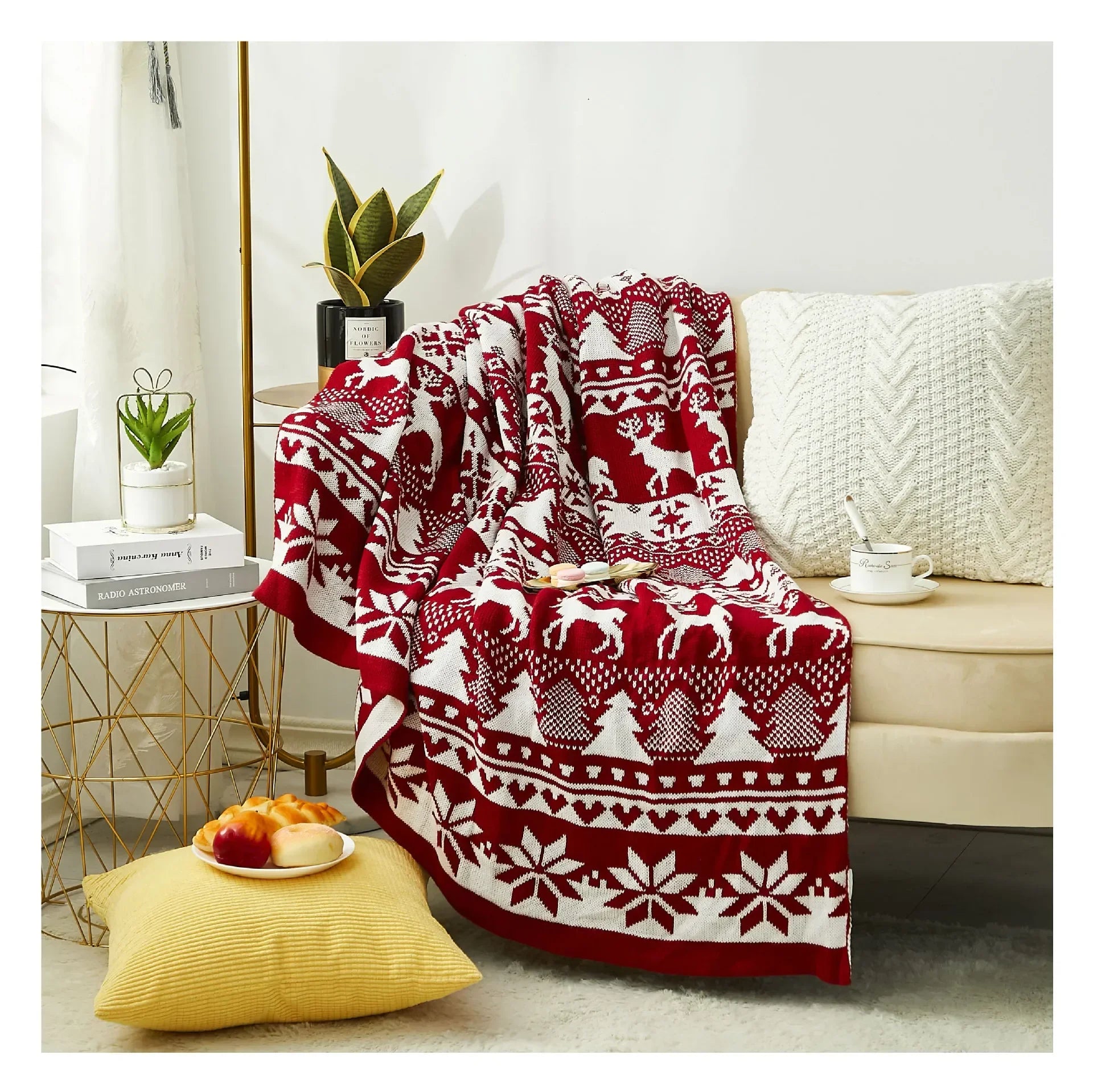 Afralia™ Knitted Jacquard Christmas Tree Throw Blanket