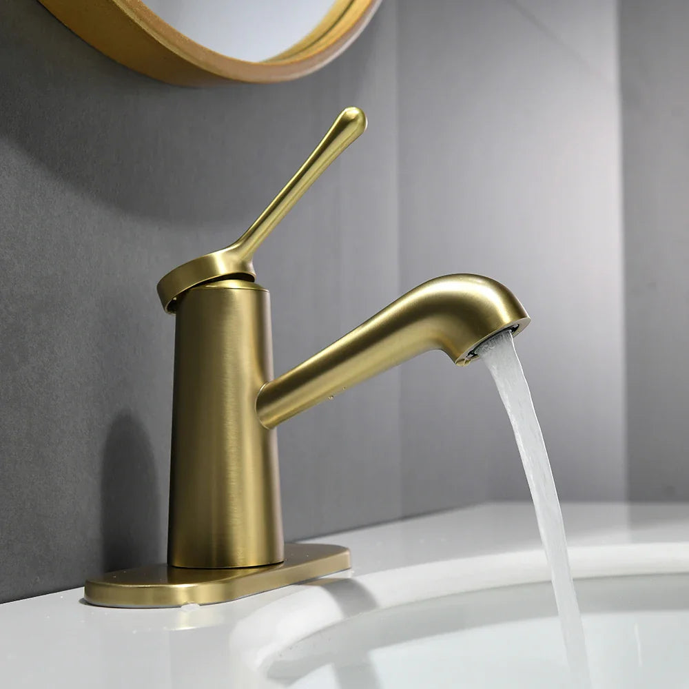 Afralia™ Gold Waterfall Basin Faucet Mixer Tap Modern Single Hole Cold Hot Water