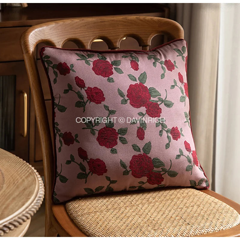 Afralia™ Retro Rose Pillow Cover - American Pastoral Style Square Cushion Case Home Decor