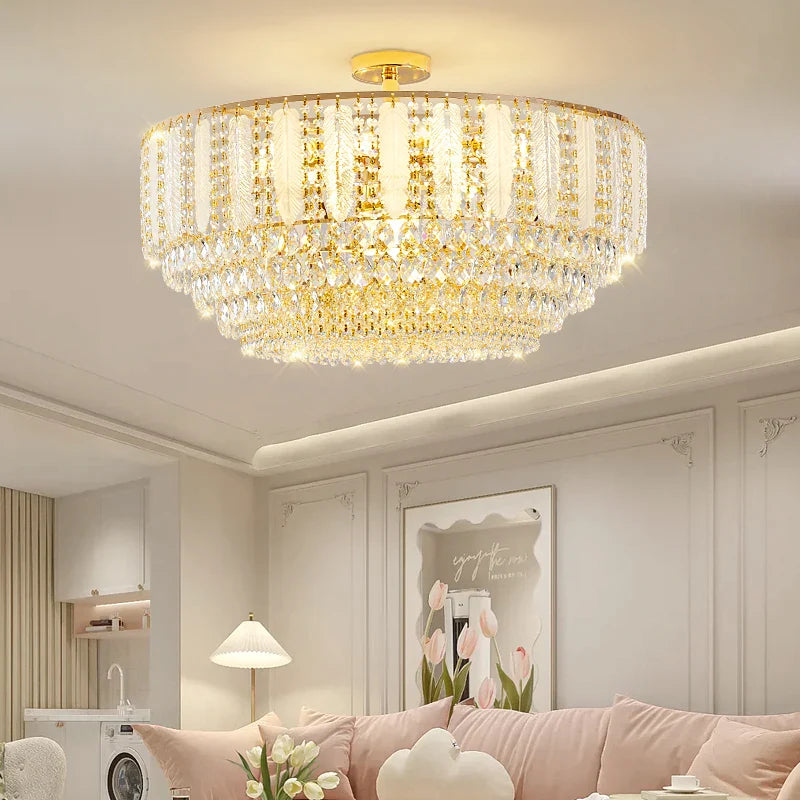 Afralia™ Modern Crystal Living Room Light Hotel Lobby Villa Restaurant Hanging Lamps