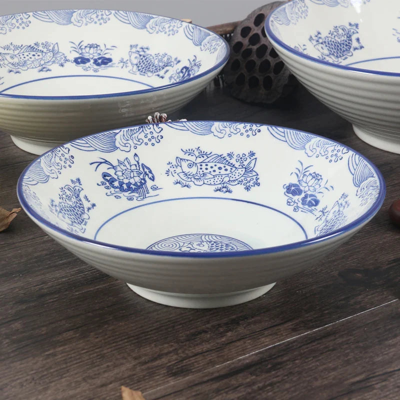 Afralia™ Ceramic Fish Pattern Soup Rice Bowl