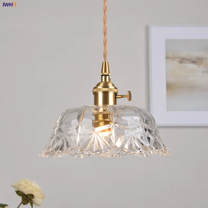 Afralia™ Brass Glass LED Pendant Lights: Modern Nordic Hanging Lamp for Home Decor