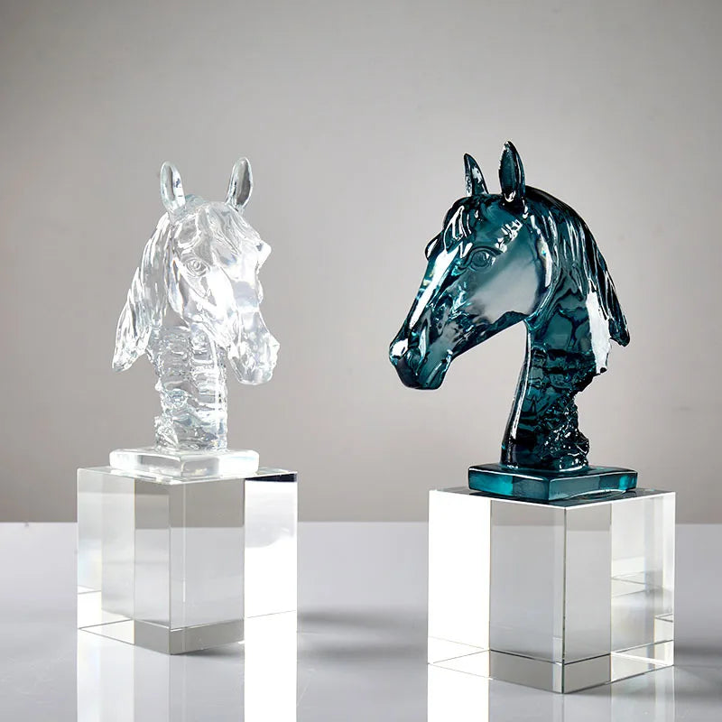 Afralia™ Horse Head Crystal Statue - Decorative Room Sculpture