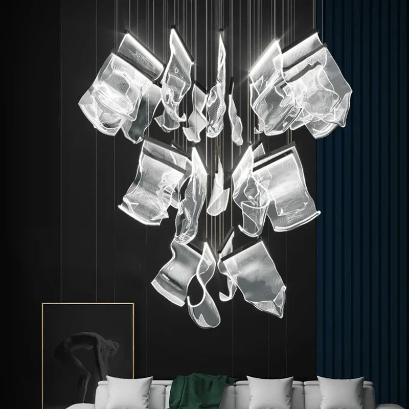 Afralia™ LED Acrylic Chandeliers for Villa Living Room Decor - Ceiling Pendant Light Fixture