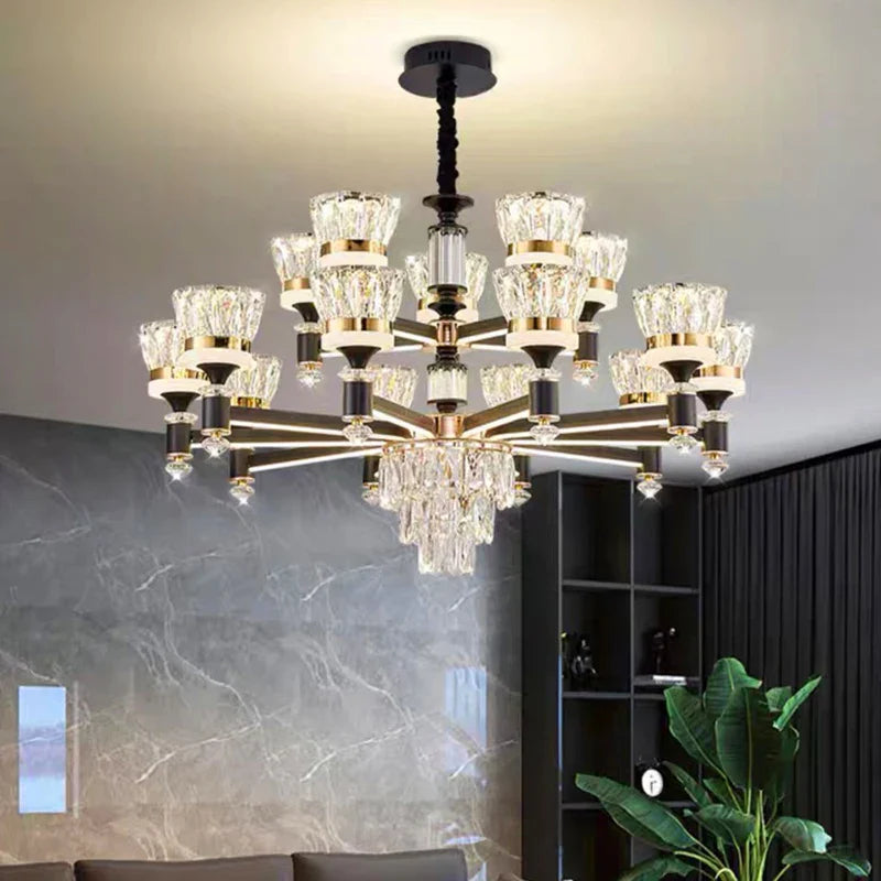 Afralia™ Crystal Chandelier Pendant Light for Living and Dining Room Luxury Home Decor