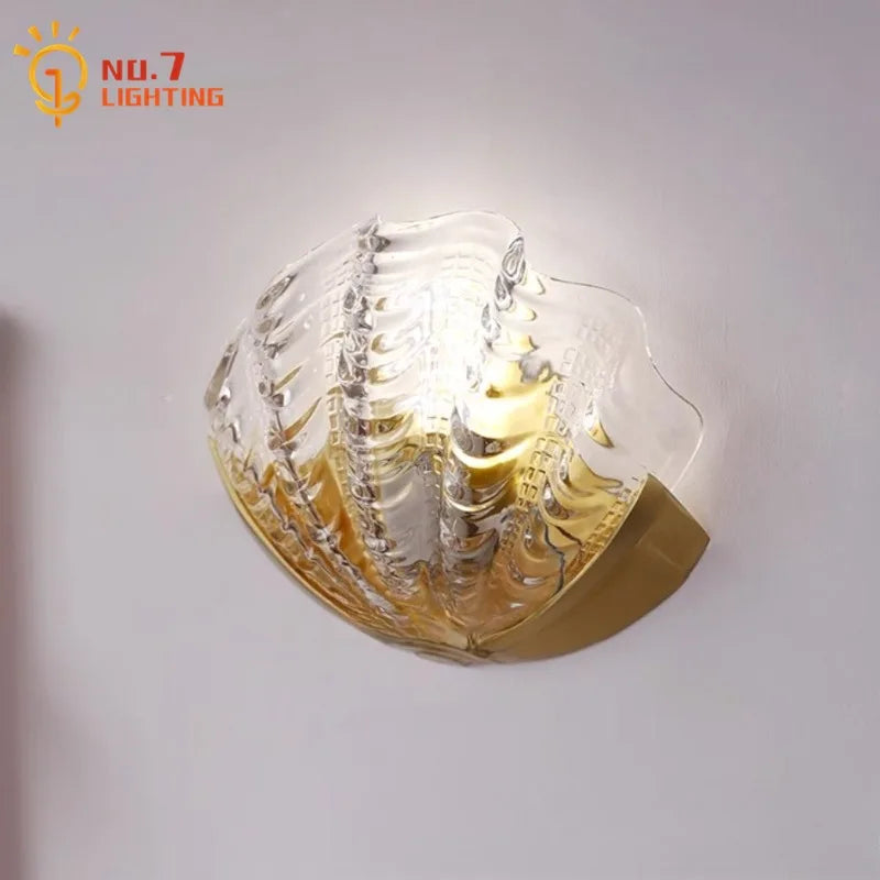 Afralia™ Brass Glass Shell LED Wall Lamp for Luxurious Design Aesthetic