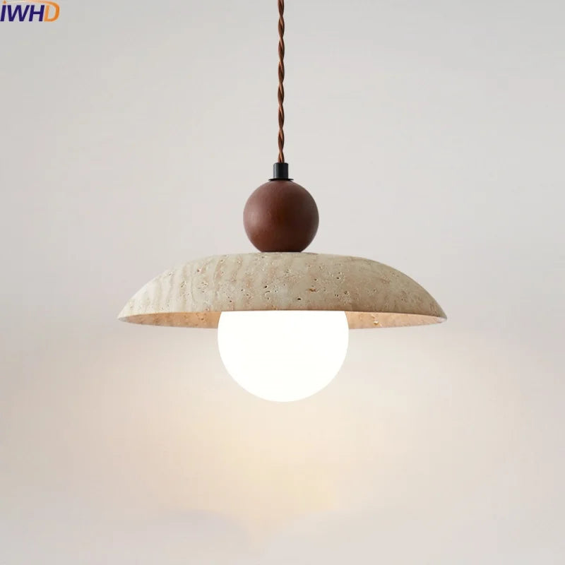 Afralia™ Yellow Hole Stone LED Pendant Light for Bedroom Dining Room Restaurant