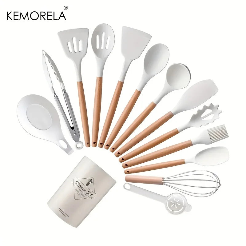 Afralia™ 14-Piece Silicone Kitchen Utensil Set with Storage Box | Heat-Resistant Cooking Tools