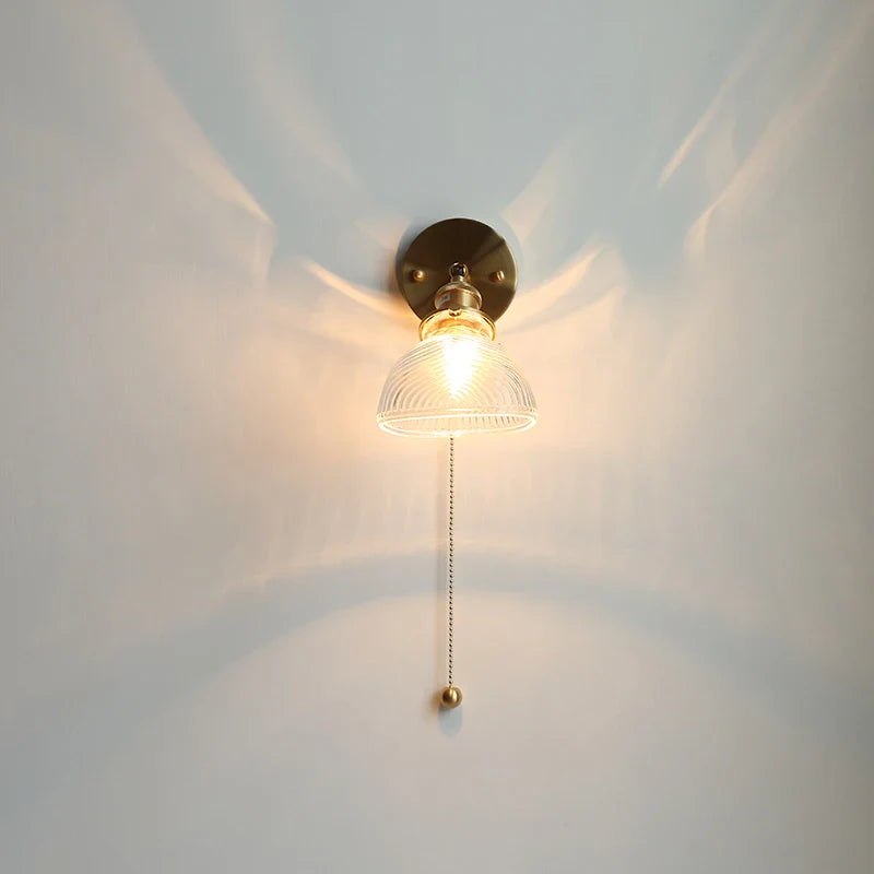 Afralia™ Green Glass LED Wall Sconce, Modern Nordic Rotate Copper Stair Light