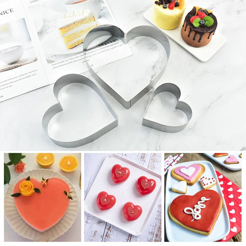 Afralia™ Heart-Shaped Stainless Steel Mousse Mold Set - Baking Tool for Cakes & Desserts