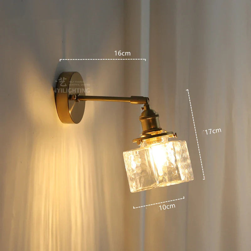 Afralia™ Copper Glass LED Mirror Light for Bedroom Living Room Wall Sconce