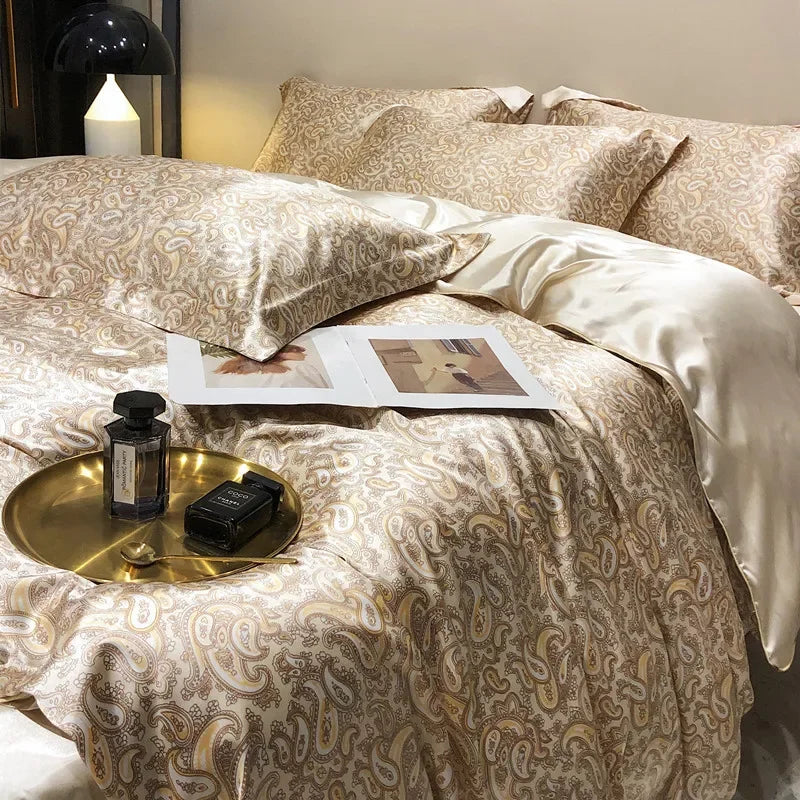Afralia™ Mulberry Silky Blending Duvet Cover Set with Sheets Luxury Queen Bedding Sets