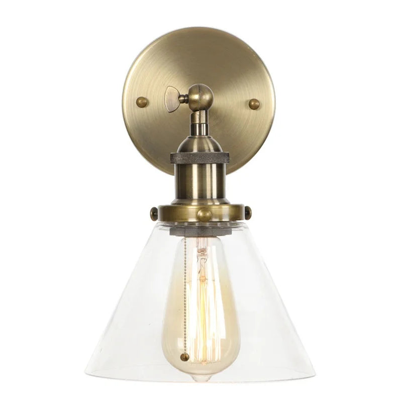 Afralia™ Loft LED Wall Lamp Vintage Pull Chain Switch Iron Bathroom Light