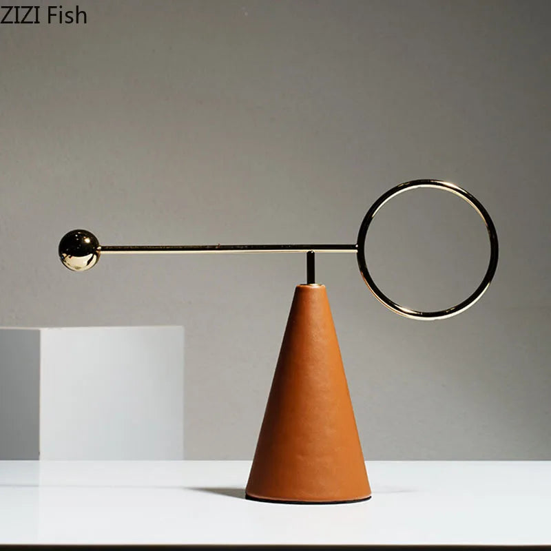 Afralia™ Geometric Metal Rod Sculpture Decor Modern Minimalist Room Crafts Aesthetic