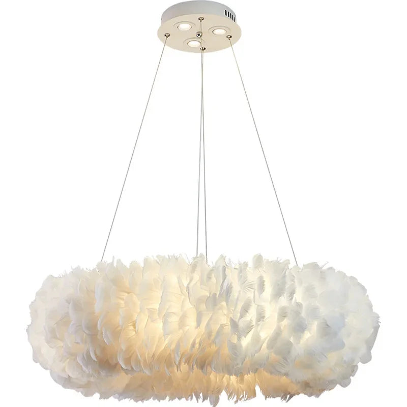 Afralia™ Nordic Feather Pendant Chandelier for Bedroom Kitchen Dining Room